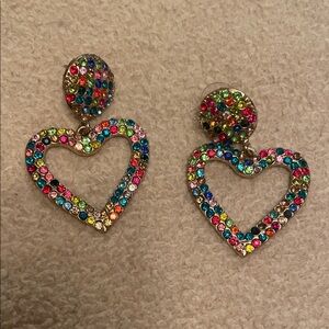 Vibrant Crystal Heart Earrings